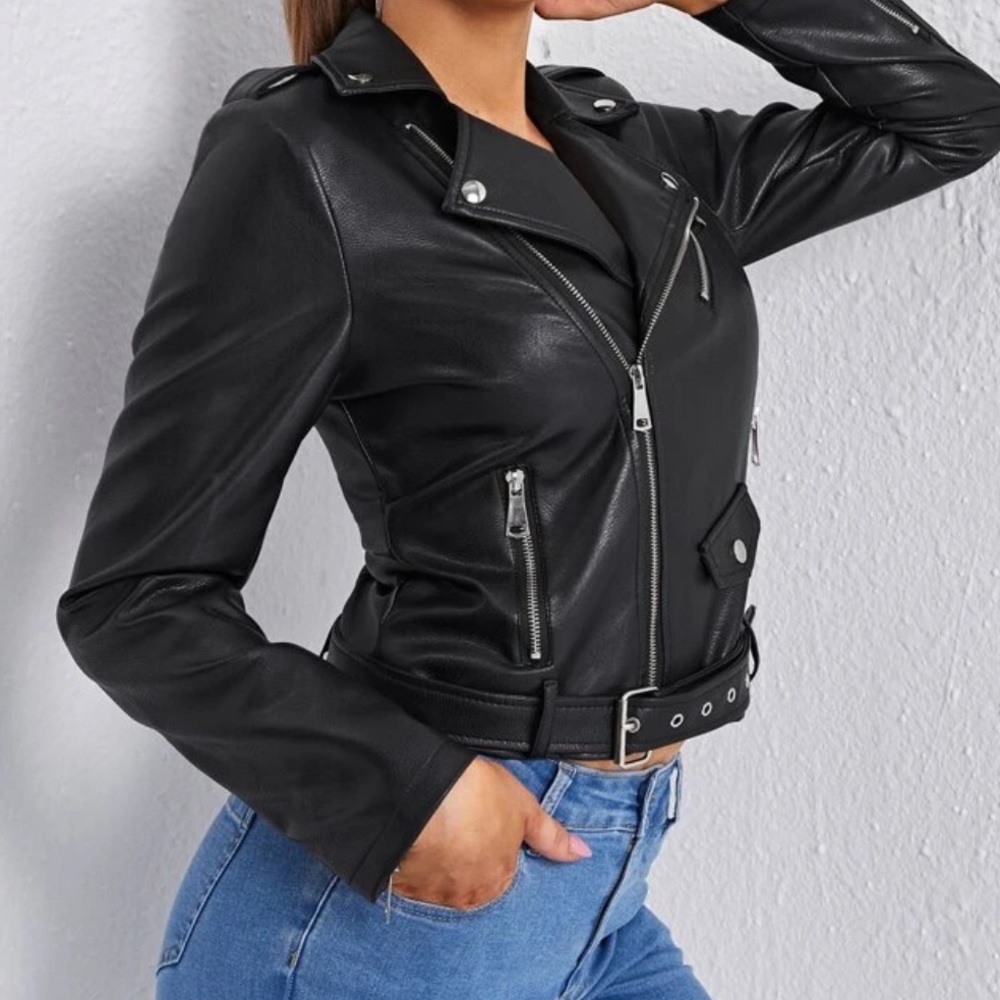 Vegan leather moto jacket